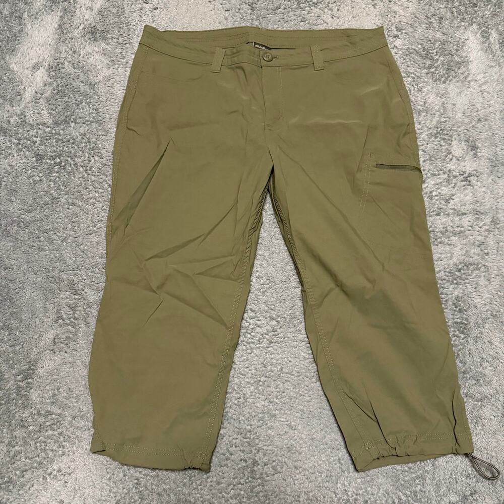 Eddie Bauer Pants Capri Womens 16 Green Hiking Nylon Outdoor Cargo